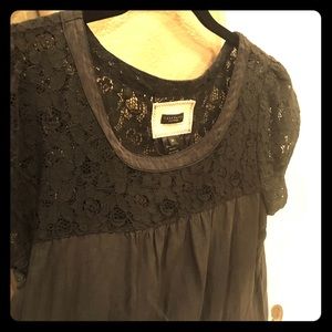 Sanctuary silk dress/shirt with cotton lace top